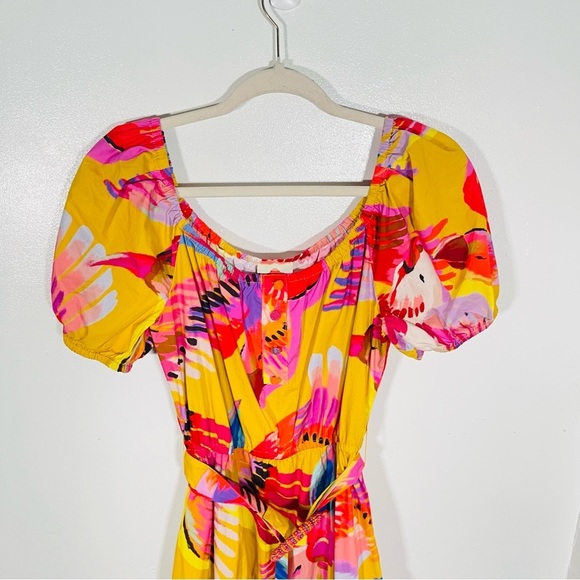 NEW FARM Rio Neon Macaws Tiered Maxi Dress Resortwear Vacation Tropical Bohemian - Picture 6 of 13